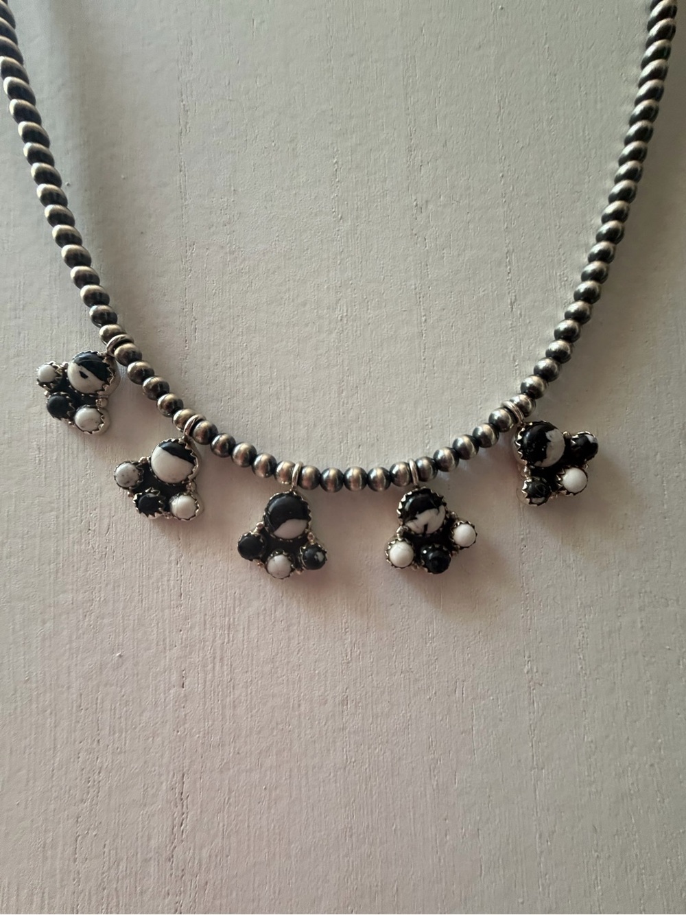 Sterling-Style White Buffalo desert pearls Bead Pendant Necklace